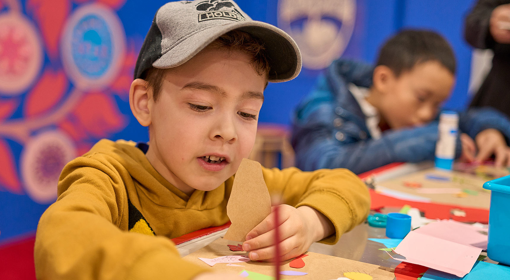 Child drawing and making crafts