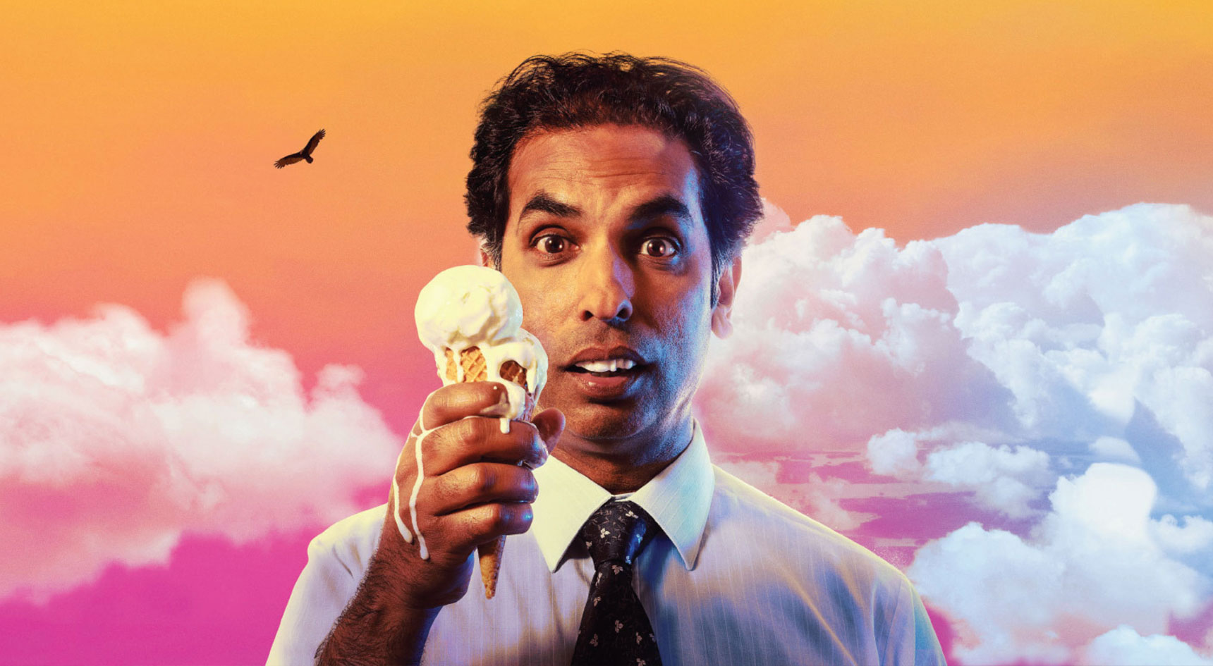 Man holding a melting ice cream