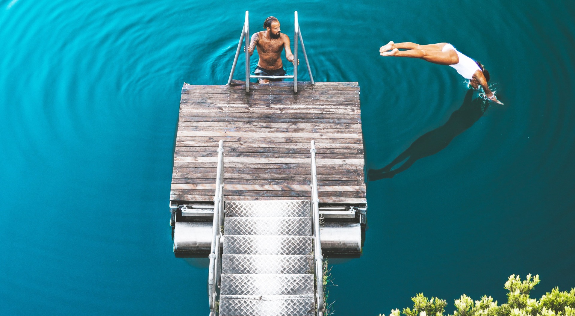 Swimmers in Little Blue Lake