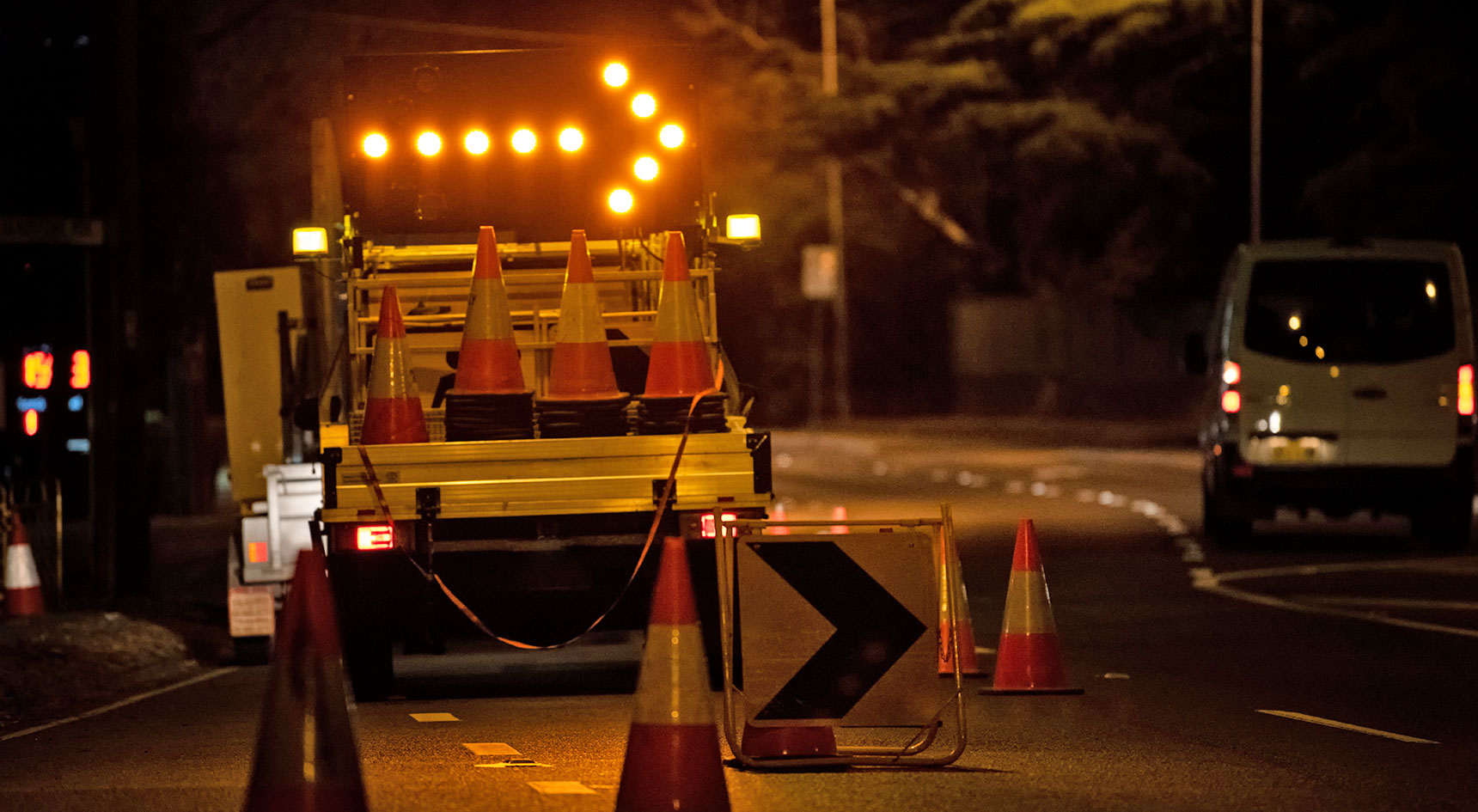 Roadworks at night