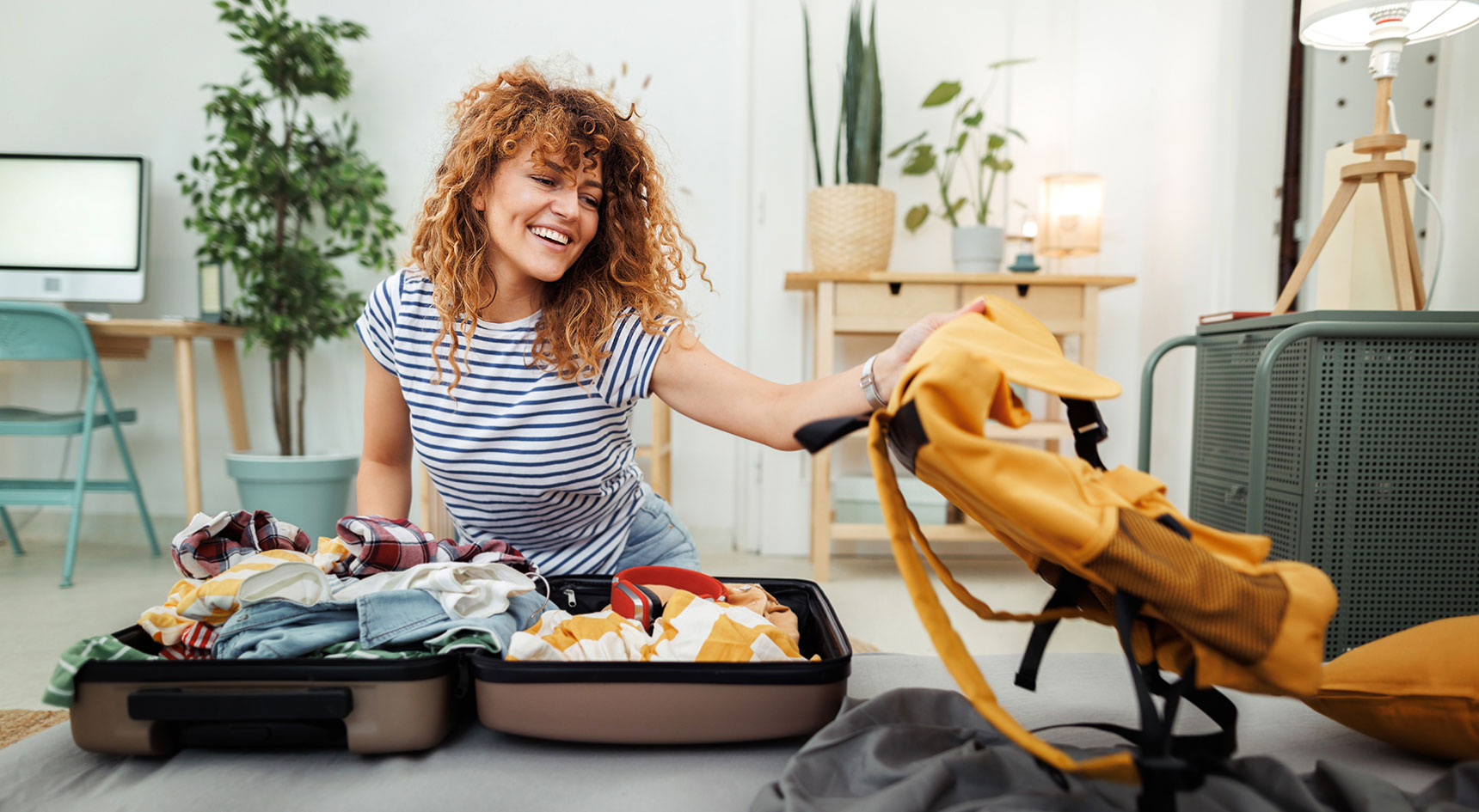 Woman packing bags